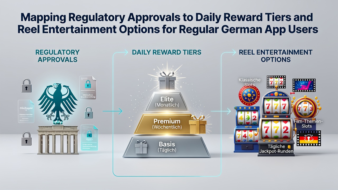 Visualisierung der Zuordnung regulatorischer Genehmigungen zu Belohnungsstufen und Walzenoptionen in deutschen Apps