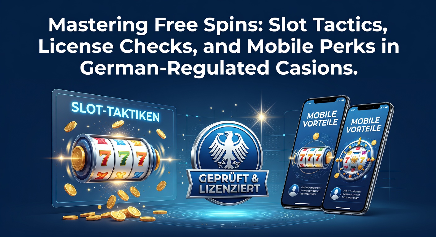 Bunte Slot-Maschine mit Free-Spins-Symbolen und einem Spieler am Smartphone in einem regulierten deutschen Casino